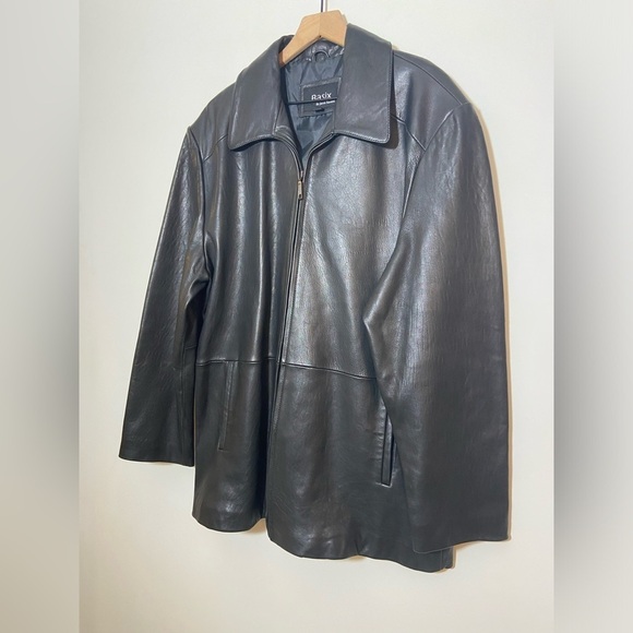 BASIX Jacob Stevens Men’s  Black Leather Jacket Size Large Zip Up - Picture 7 of 12